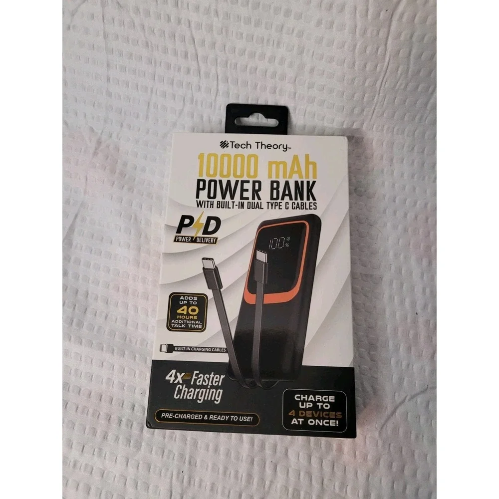 TECH‎ THEORY 10000 MAH POWER BANK WITH BUILT-IN DUAL TYPE C CABLES